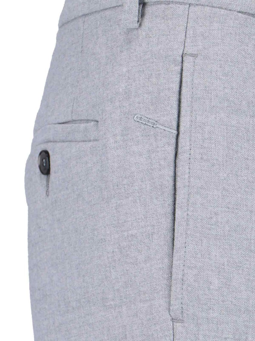 Cruna Straight-Leg Grey Trousers With Structured Waistband