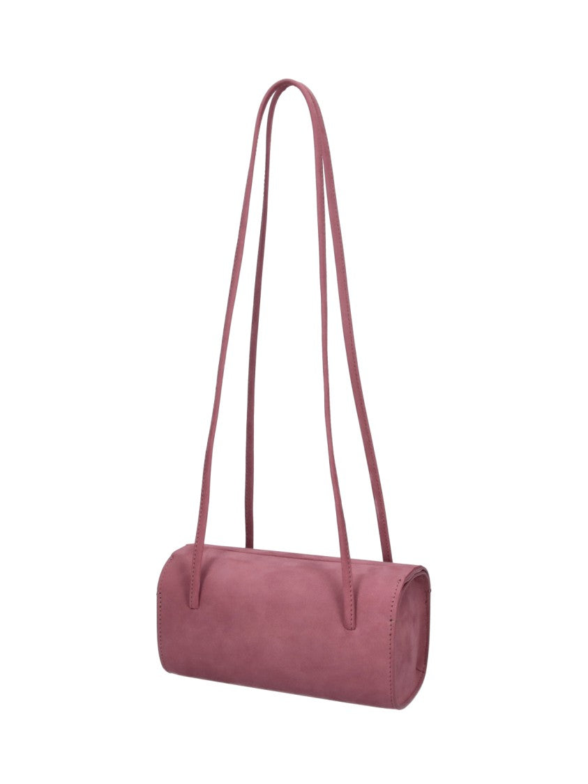 Fane Pink Mie Cylindrical Nubuck Leather Shoulder Bag