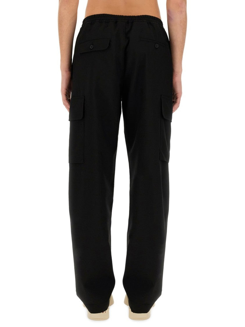 Marni Relaxed Fit Black Wool Pants With Cargo Pockets