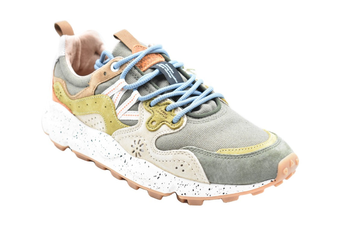 Flower Mountain Military Taupe Suede And Canvas Low-Cut Sneakers
