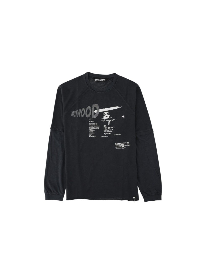 Palm Angels Black Neon Blvd Double Layer Graphic Printed T-Shirt