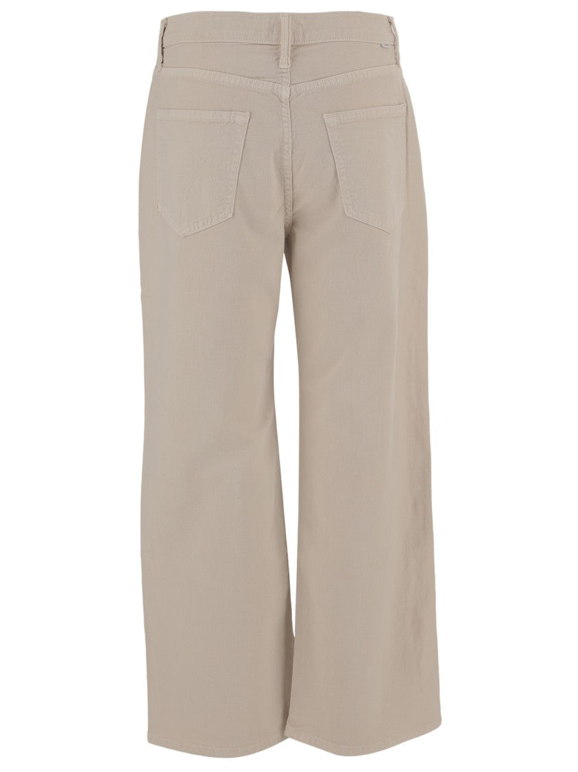 Mother Wide-Leg Beige Jeans With Classic Five-Pocket Design