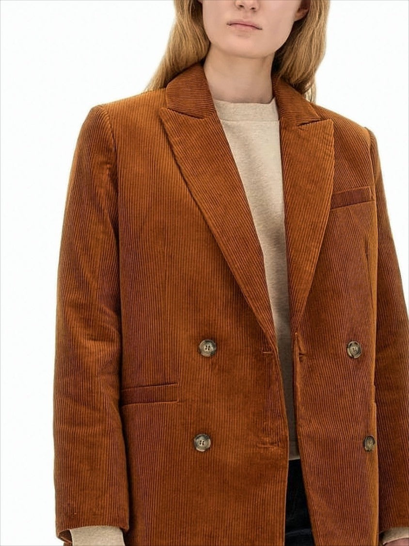 A.P.C. Double-Breasted Corduroy Suit Jacket With Wide Lapels