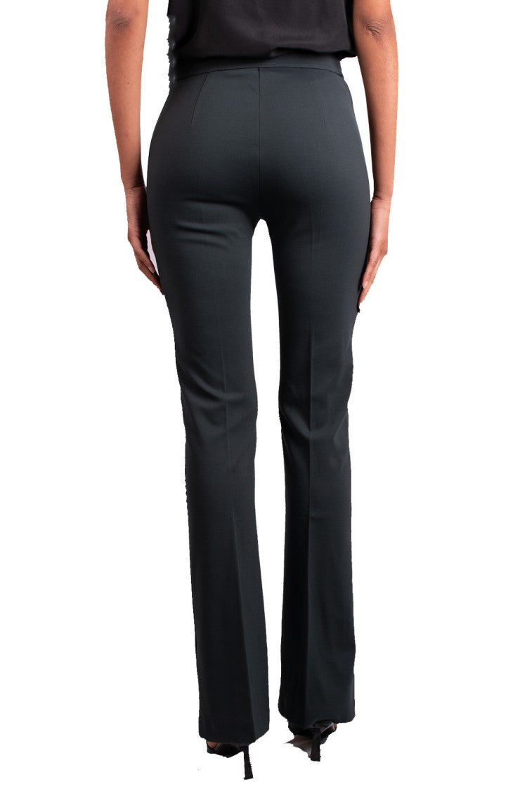 Pinko Green Viscose-Blend Flared Pants
