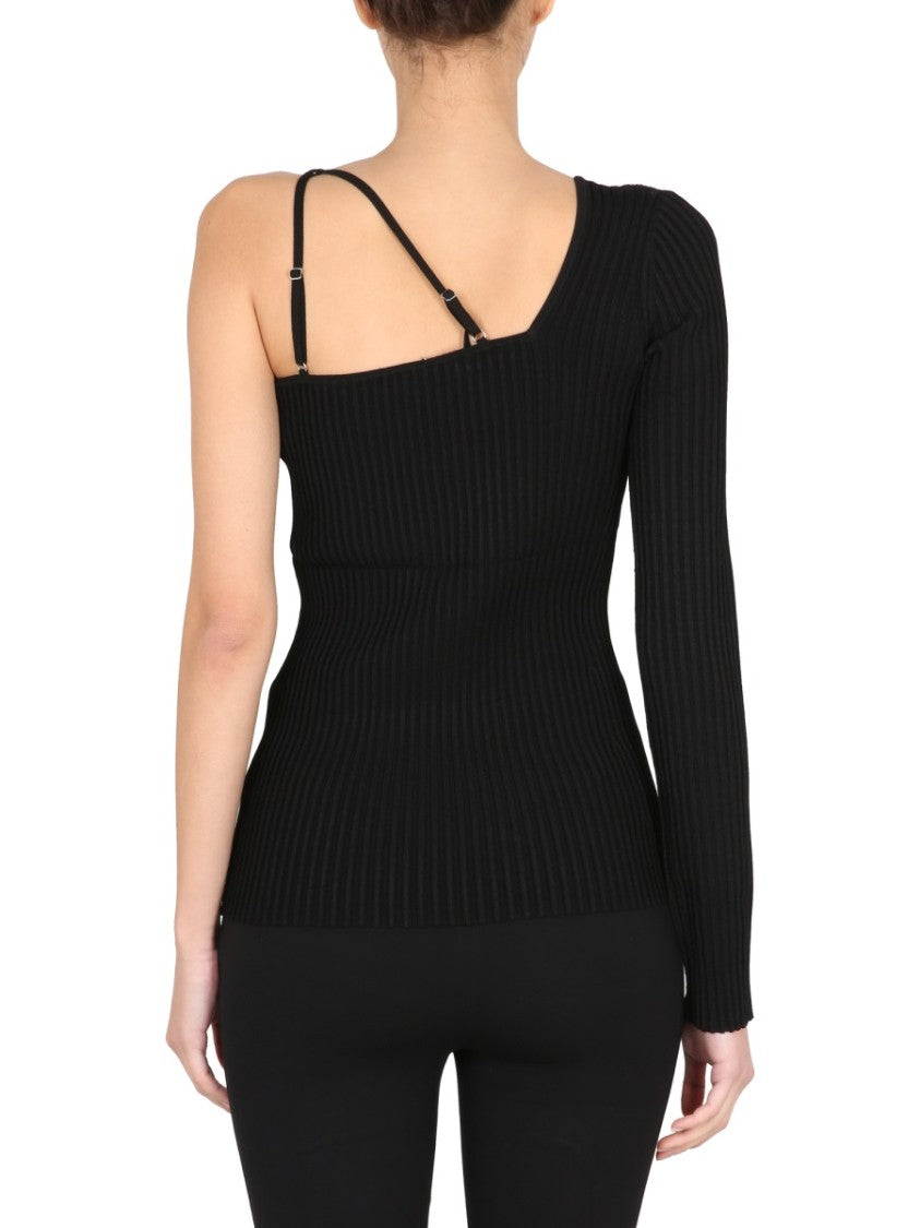 Helmut Lang Asymmetrical Ribbed Knit Top