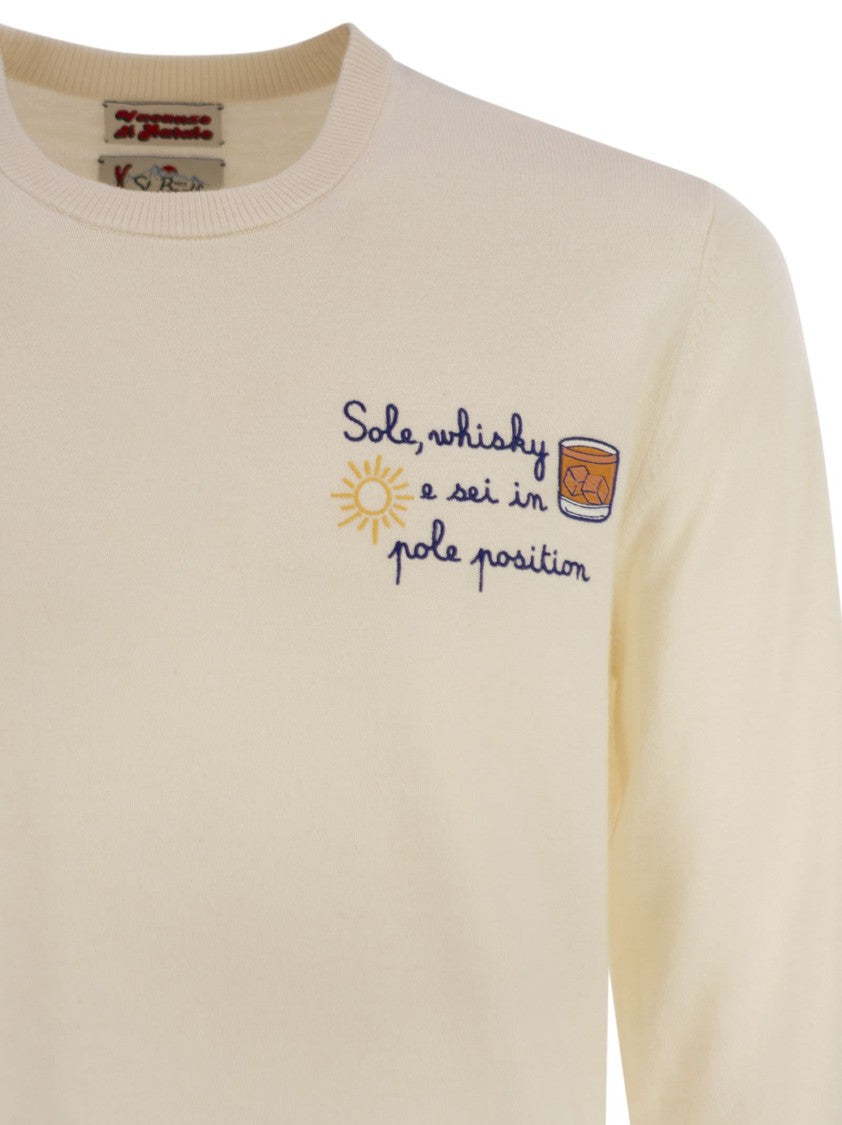Mc2 Saint Barth Crew Neck Jumper With Subtle Embroidery