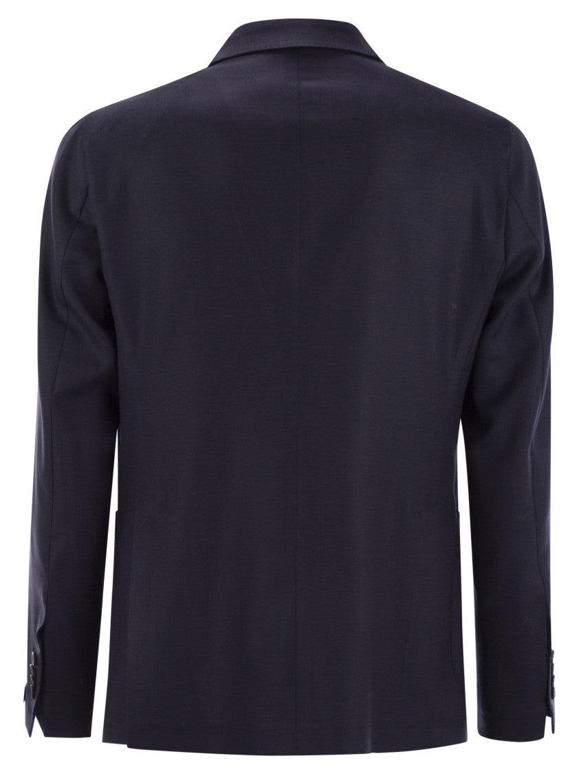 Tagliatore Two-Button Black Wool Jacket With Revered Collar