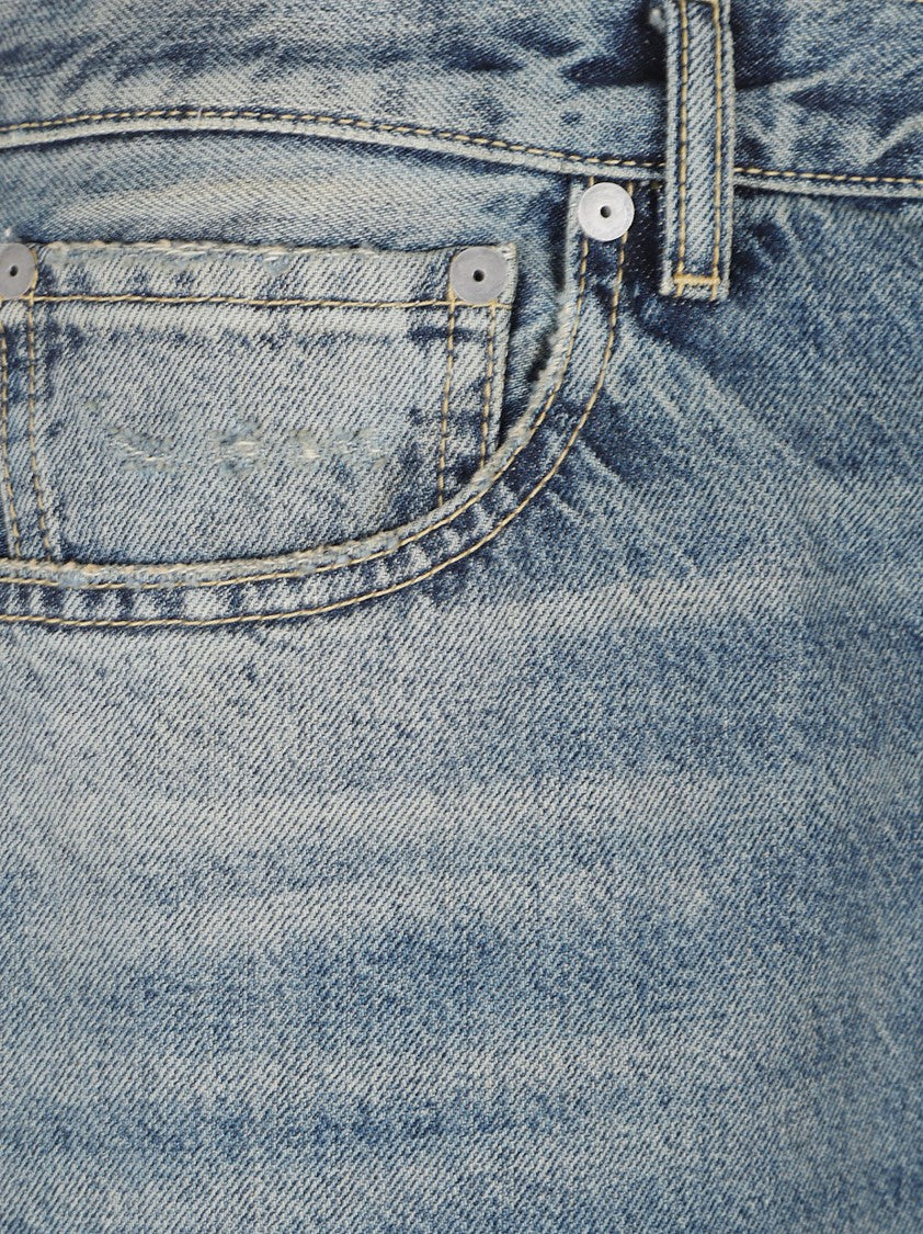 Maison Margiela Straight-Leg Distressed Light Blue Jeans With Classic Five-Pocket Design