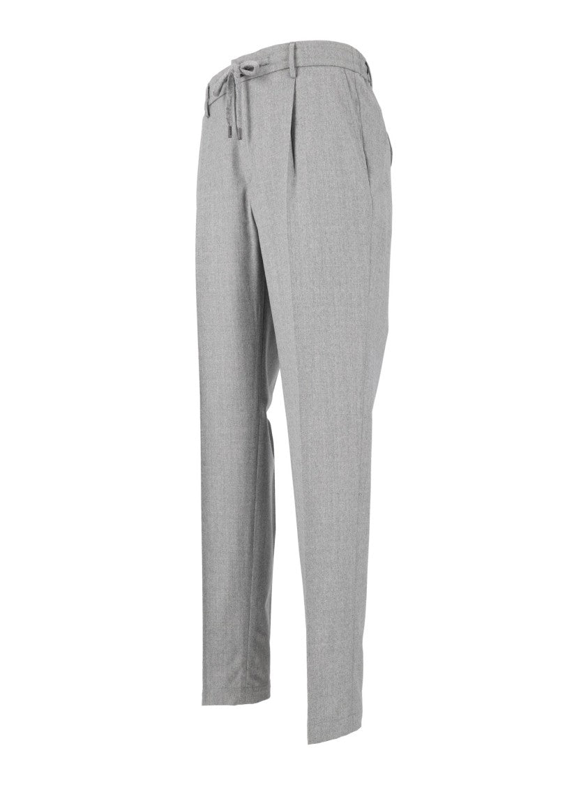 Peserico Light Grey Tailored Drawstring Formal Pants