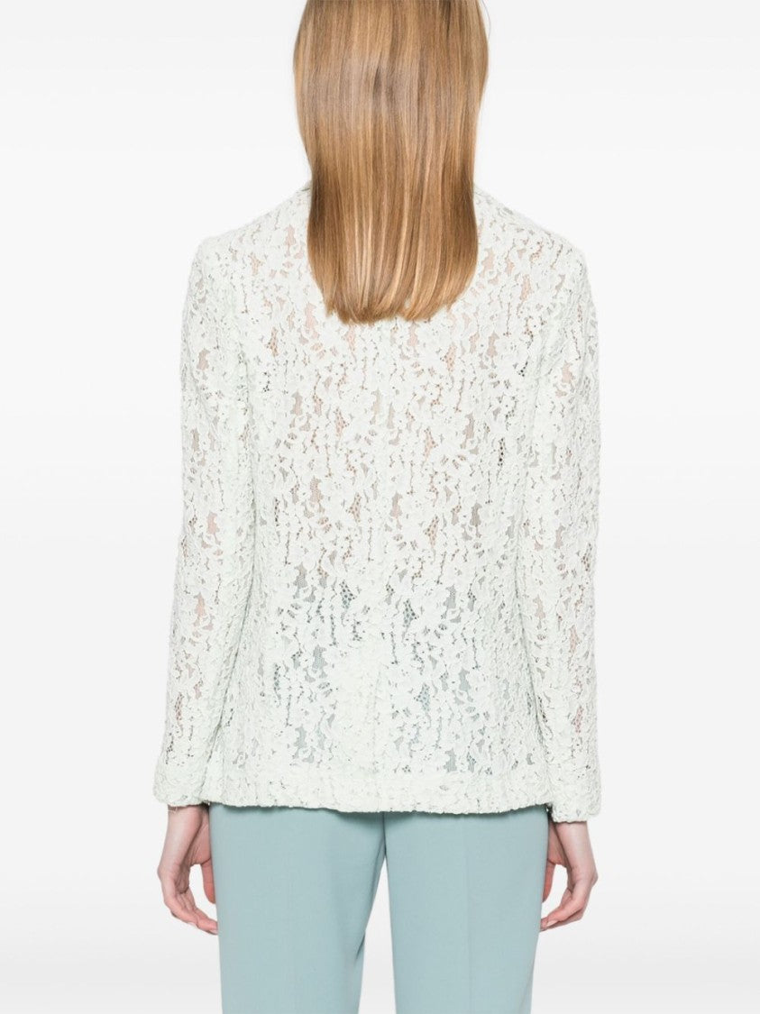 Twin-Set Tailored Green Jacket With Lace Detail