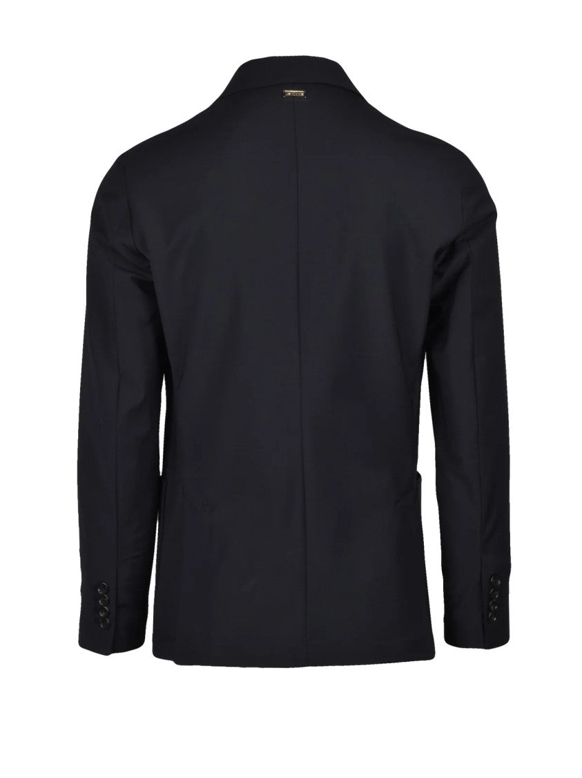 Les Hommes Black Double-Breasted Wool Polyester Elastane Jacket