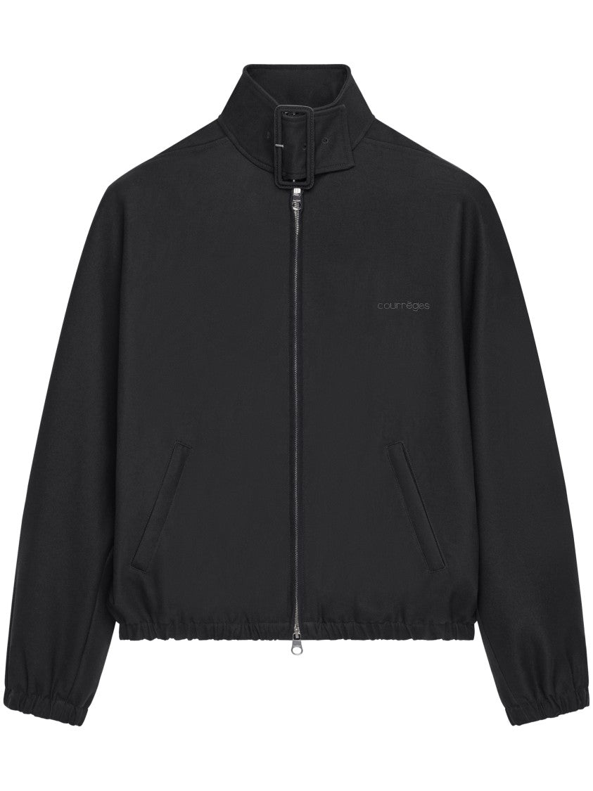 Courrèges Buckle-Zipped Bomber Jacket With High Collar Detail