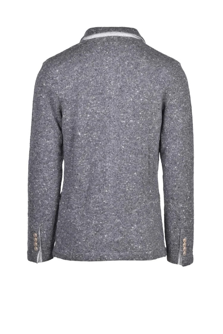 Eleventy Knit Jacket Jewel Buttons - Grey