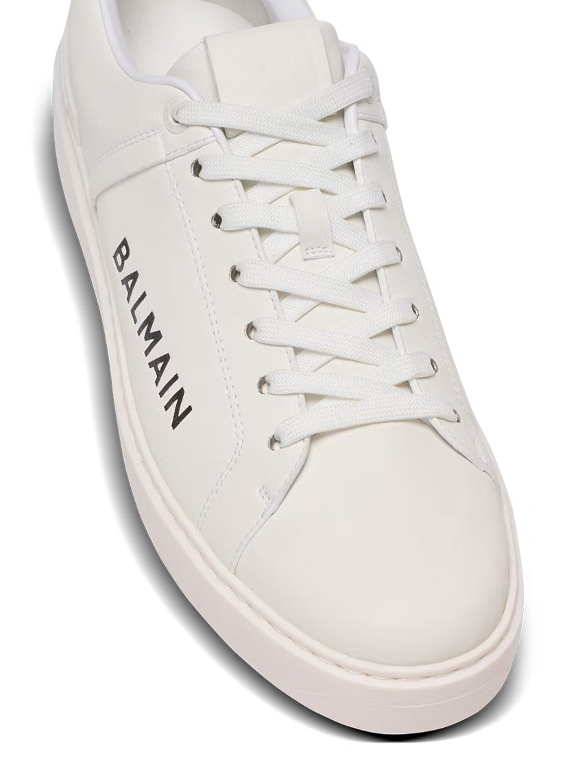 Balmain White Low Top Lace-Up Sneakers