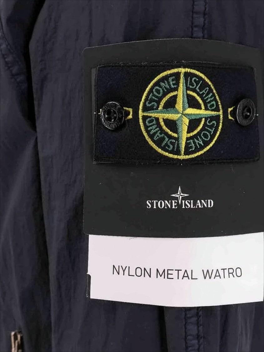Stone Island Minimalist Blue Polyamide Jacket With Hood