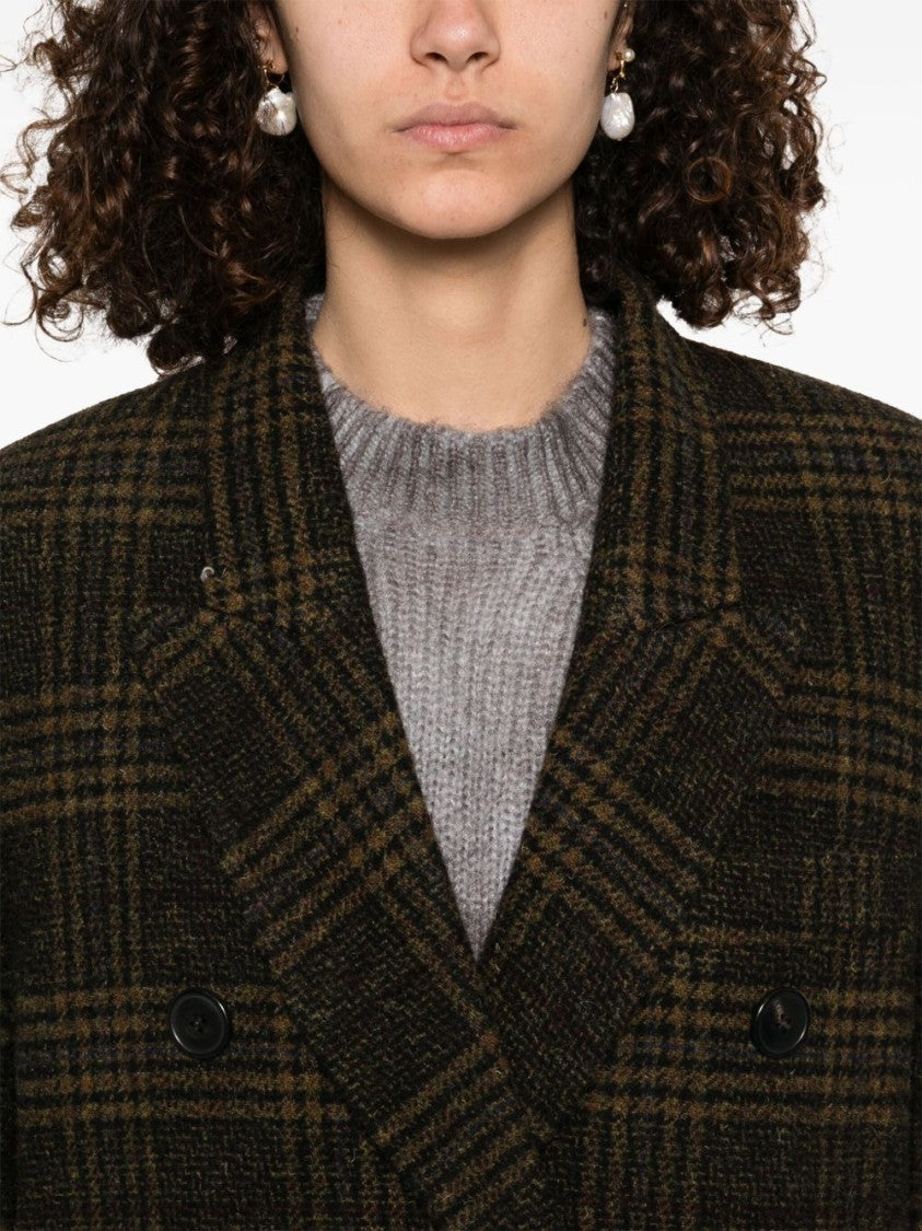 Isabel Marant Étoile Double-Breasted Wool Coat With Plaid Pattern