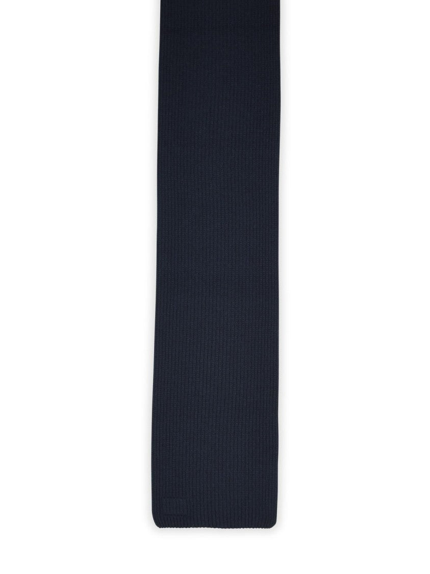 Dolce & Gabbana Blue Dg Patch Embossed Leather Cashmere Scarf