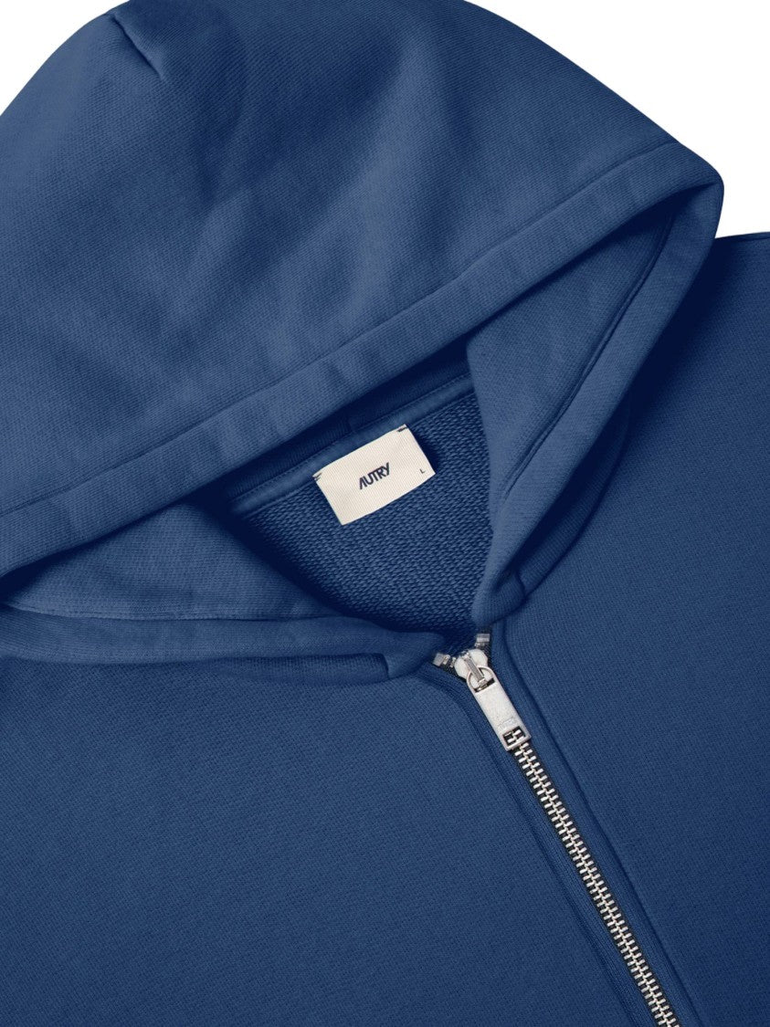 Autry Navy Cotton Zip-Up Sweatshirt