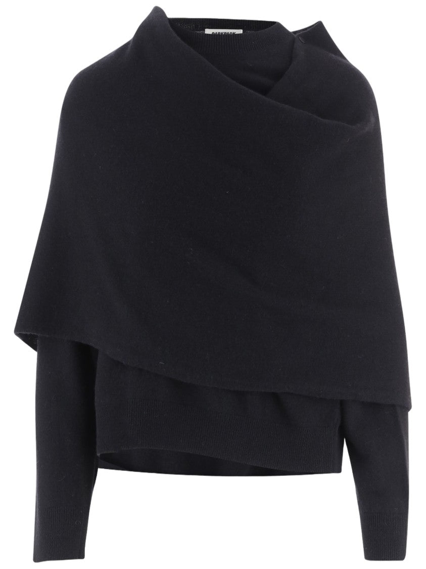 Darkpark Black Draped Wool Cashmere-Blend Sweater