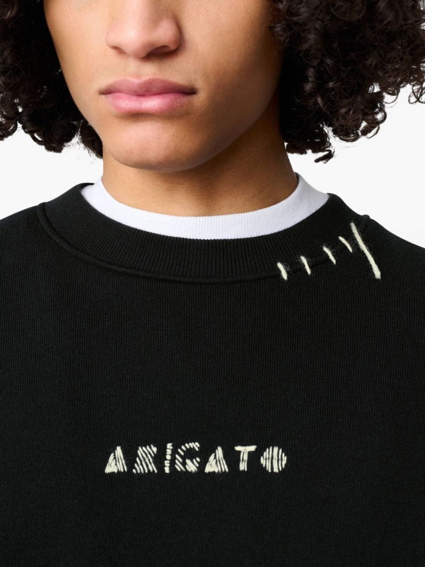 Axel Arigato Embroidered Logo Black Sweatshirt With Drop Shoulder Design