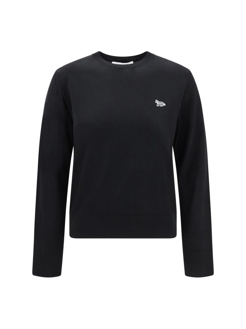 Maison Kitsuné Wool Knit Sweater With Round Neckline And Logo Detail