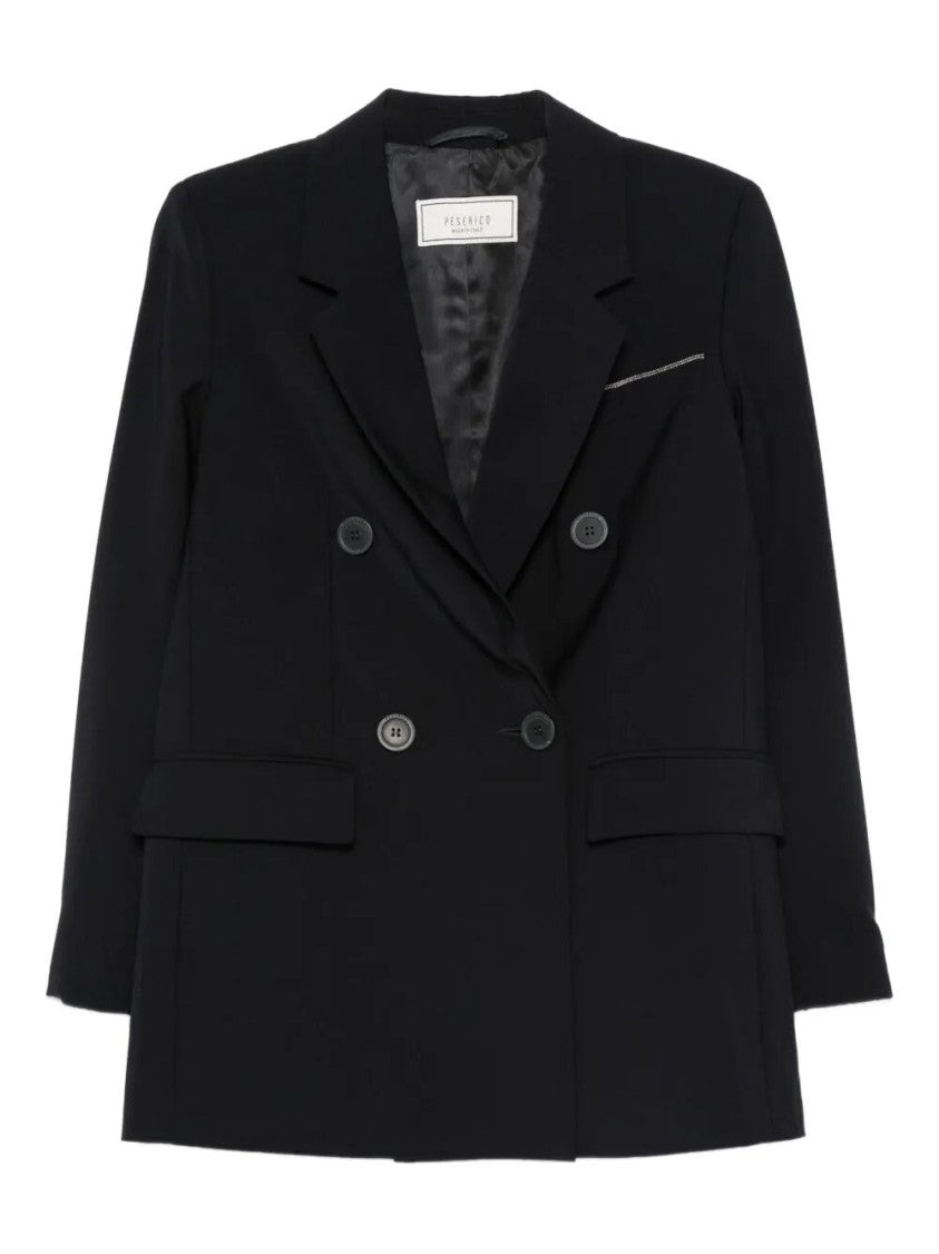 Peserico Double-Breasted Tailored Blazer With Sleek Lapel