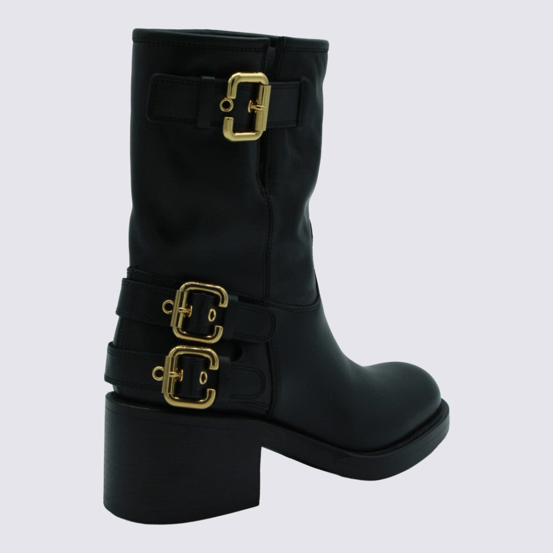 Chloé Mid-Calf Boots With Gold-Tone Buckle Accents