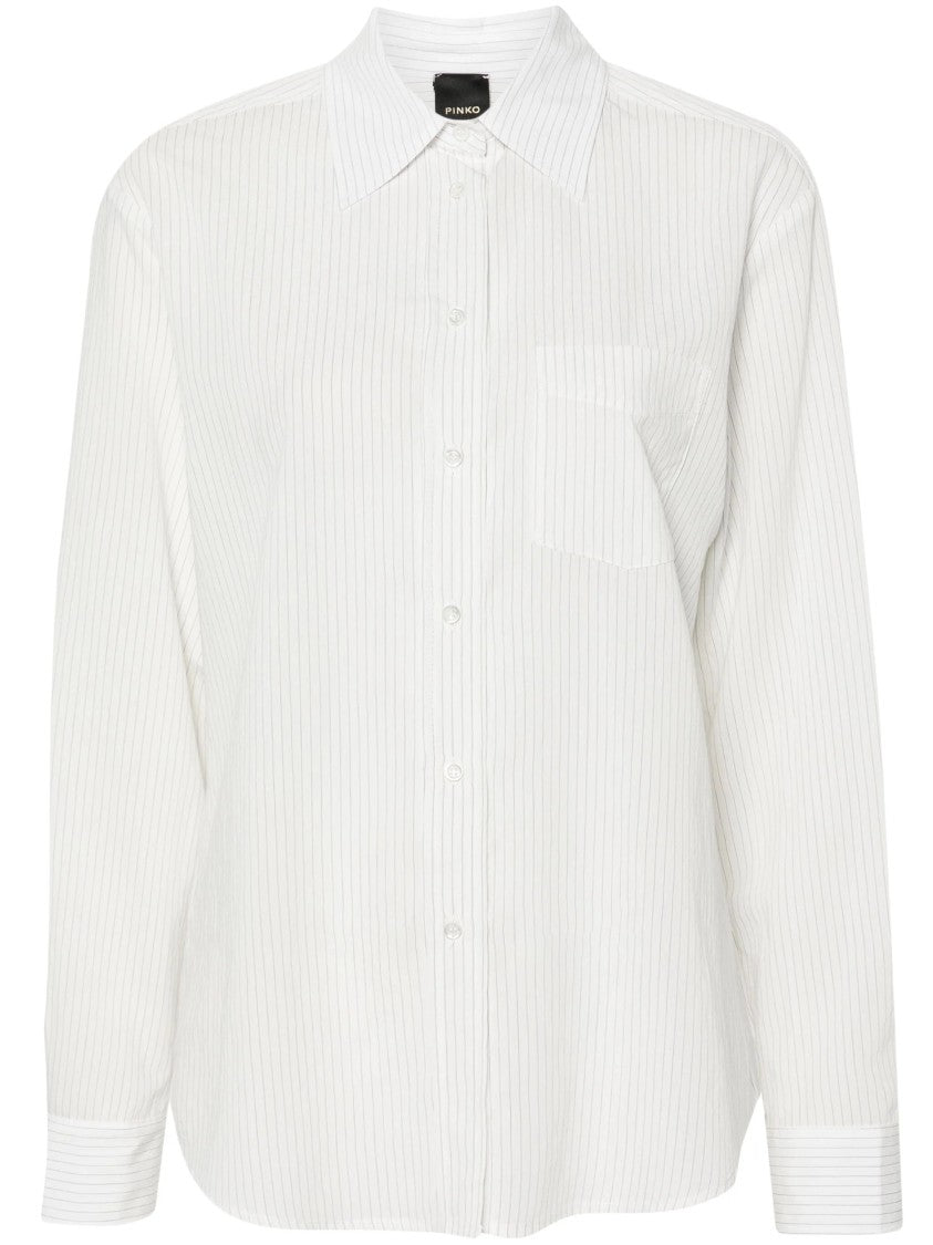 Pinko Long Sleeve Casual Shirt With Vertical Stripes