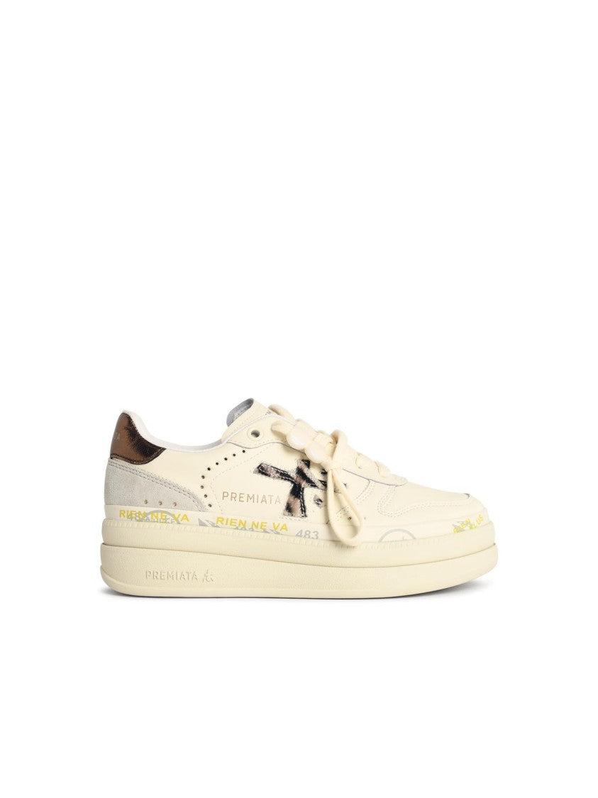 Premiata Micol' Ivory Leather Blend Sneakers