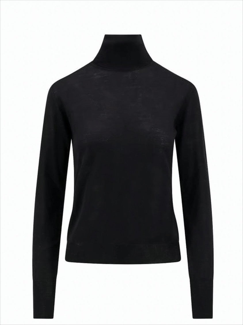 Golden Goose Fitted Black Turtleneck Sweater With Metallic Star Accents