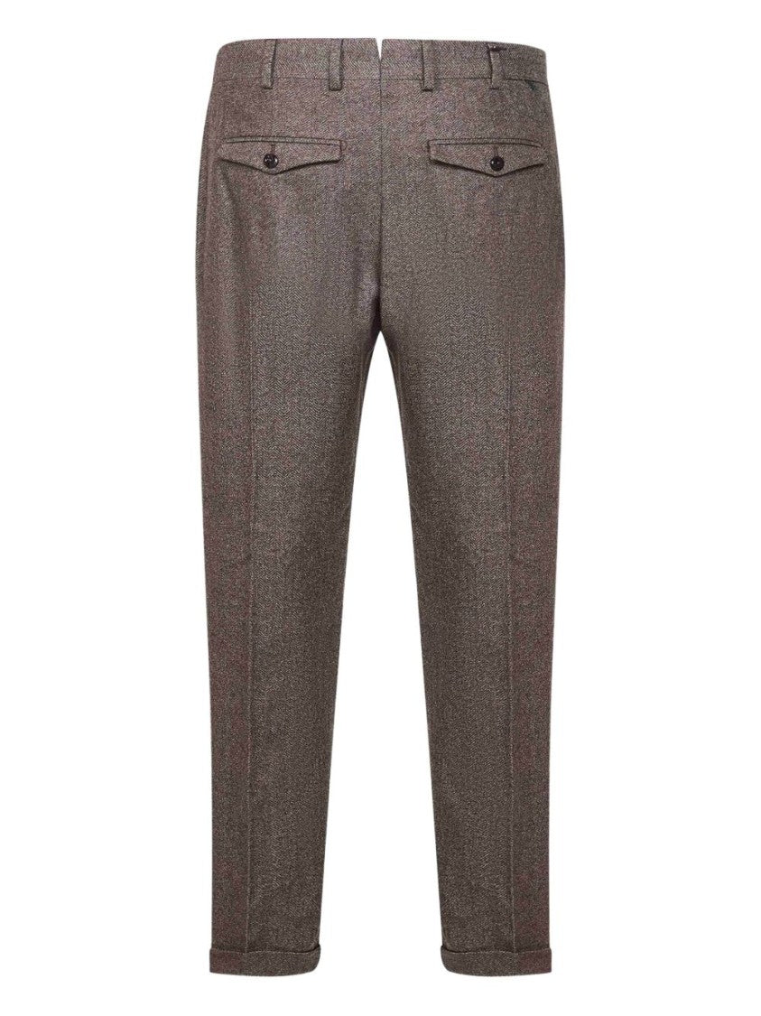 Pt Torino Tailored Brown Trousers In Wool-Cashmere Blend