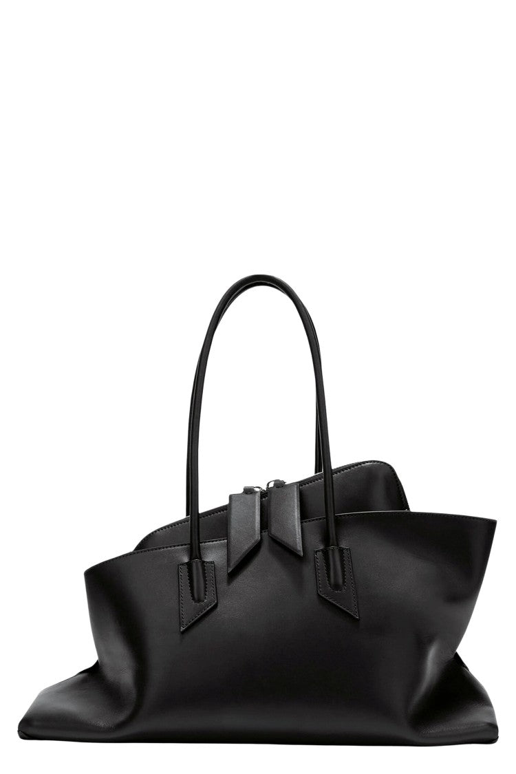 The Attico Black La Passeggiata Medium Leather Tote Bag