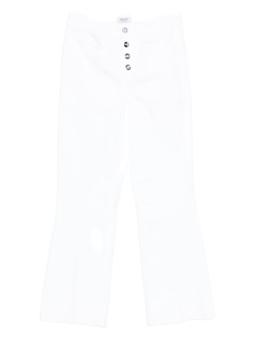 Liu Jo Flared White Jeans With Decorative Button Fly