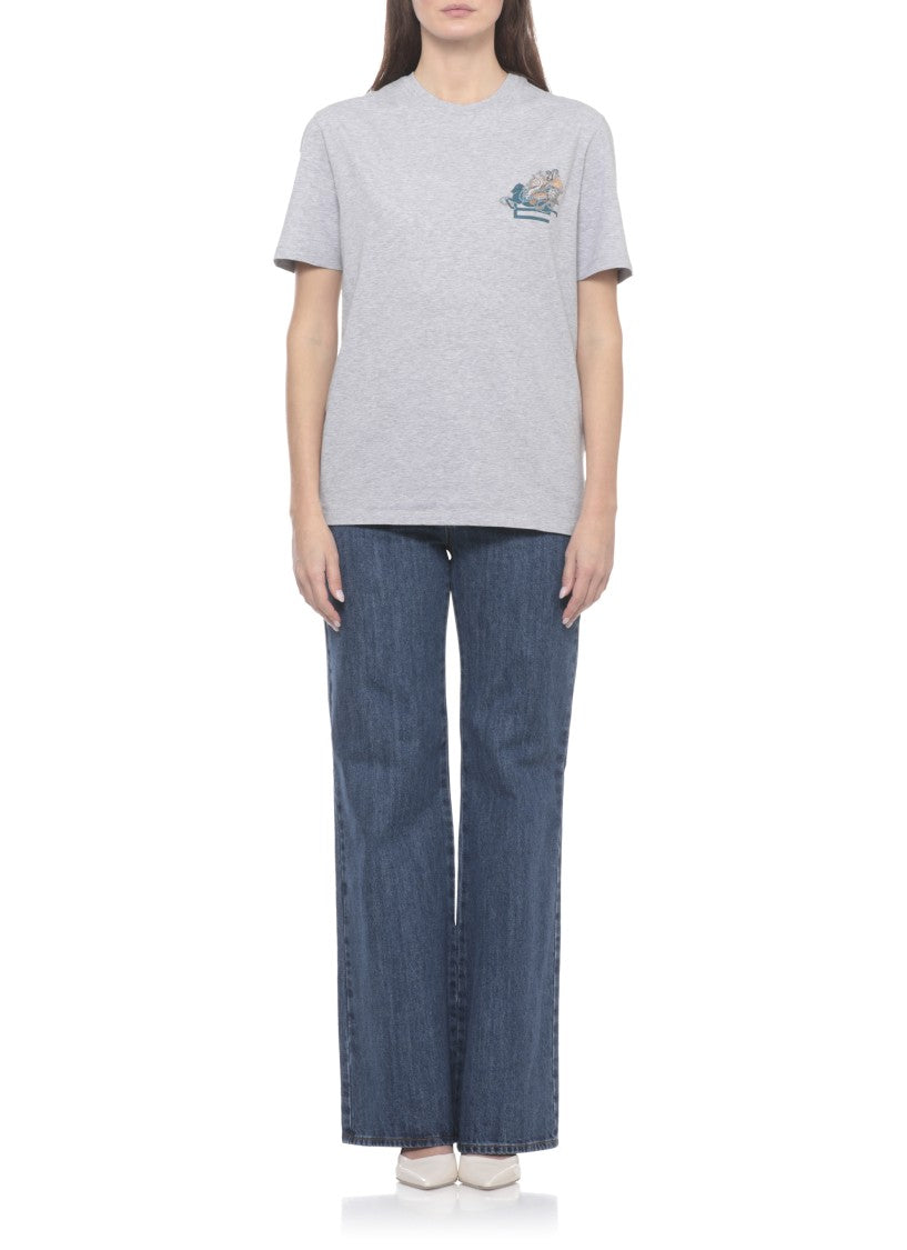 Etro Grey Cotton Pegasus T-Shirt