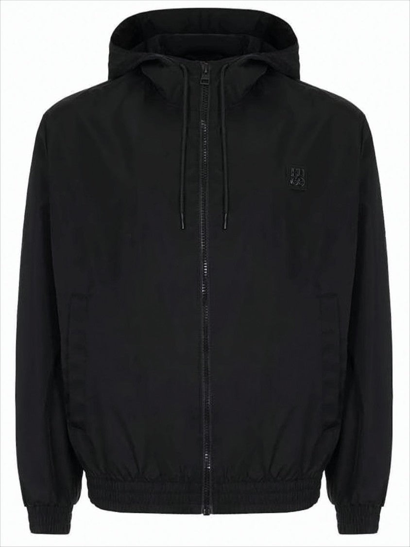 Hugo Boss Black Jacket With Zip-Up Front And Hood