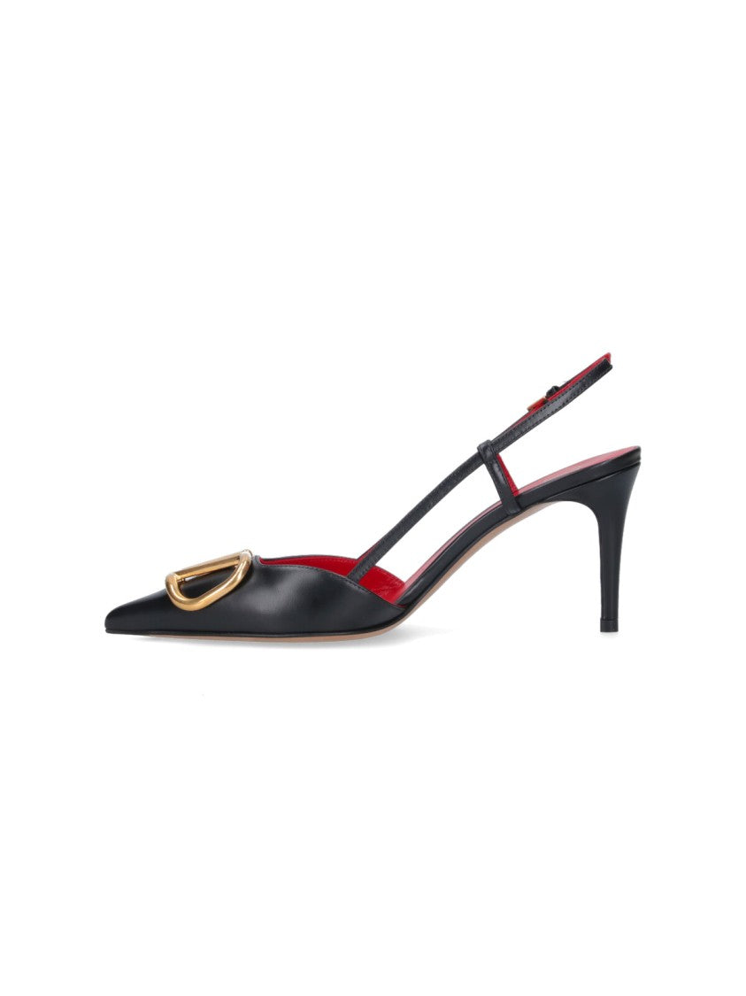 Valentino Garavani Black Pointed Toe Slingback Heels