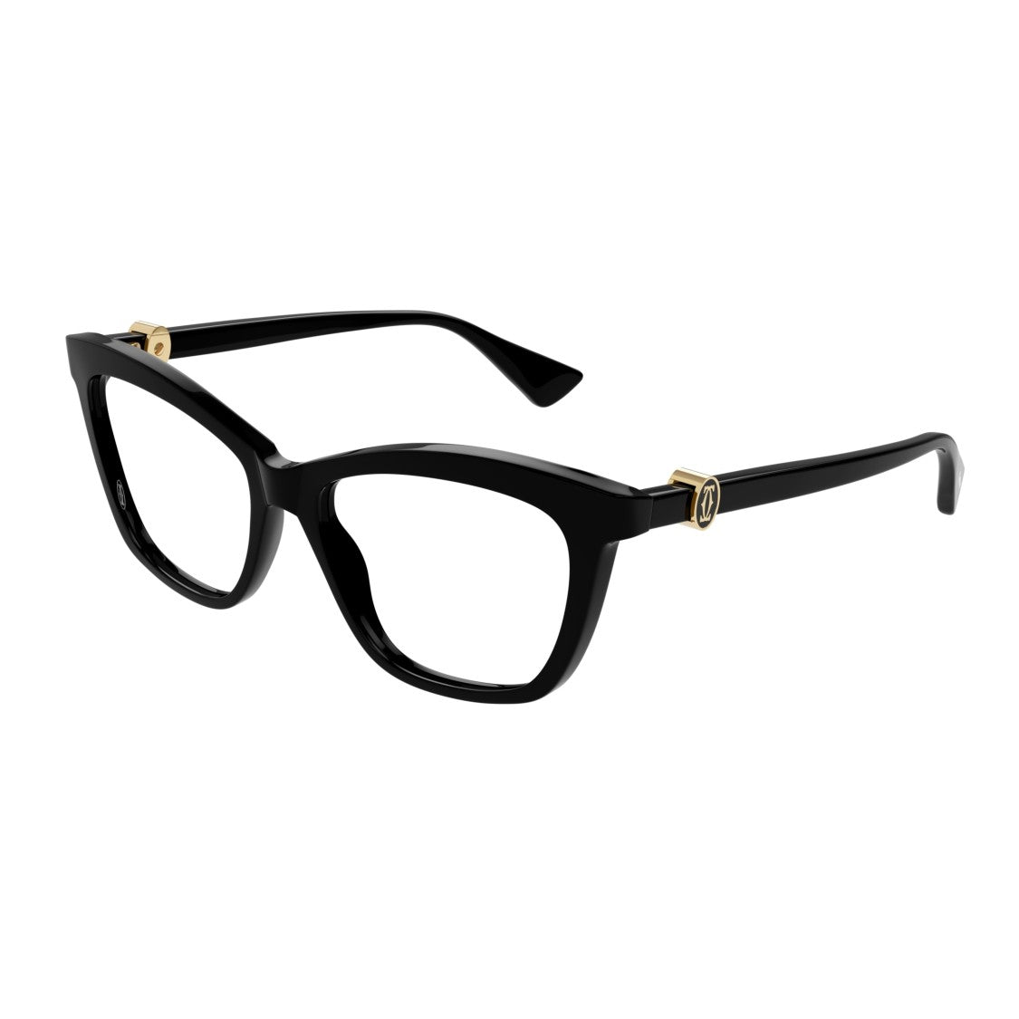 Cartier Square Frame Eyeglasses In Glossy Black With Gold Accents