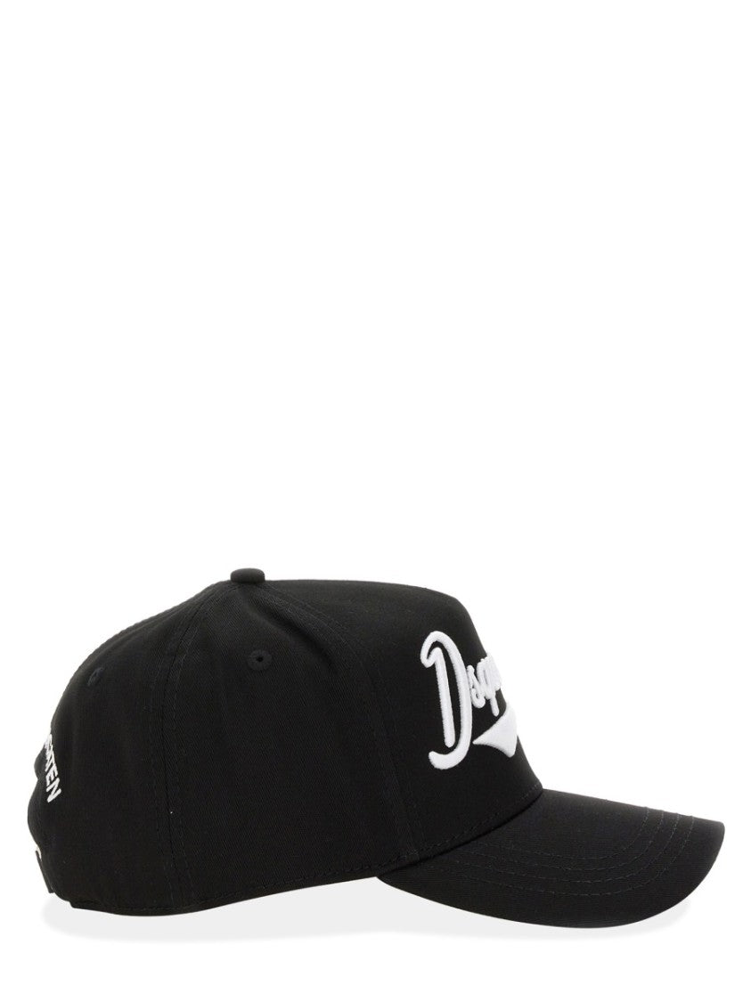 Dsquared2 Structured Black Baseball Cap With Prominent Logo