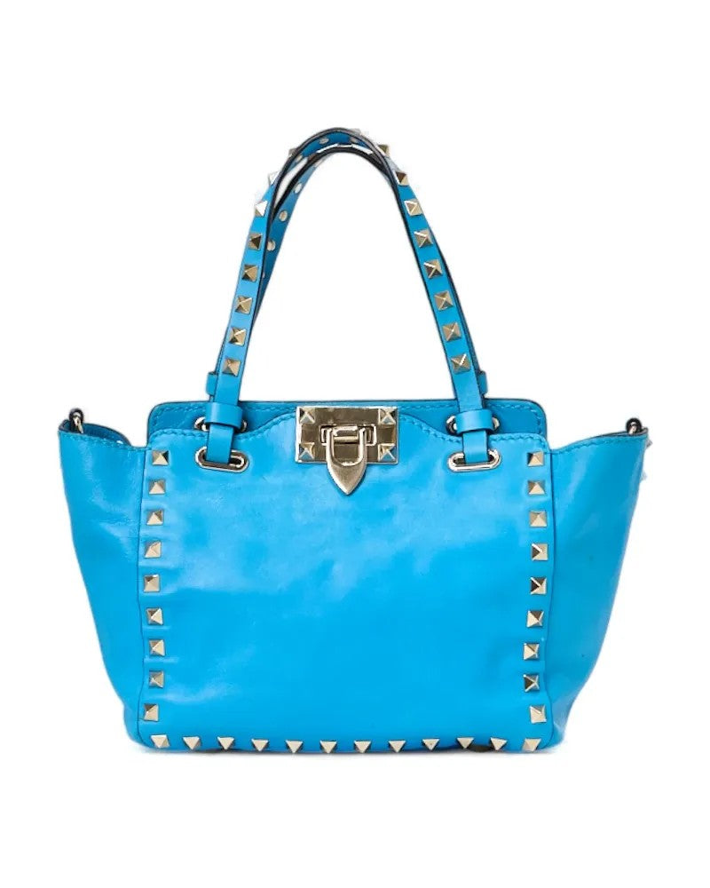 Valentino Rockstud Shopper Small Electric Blue
