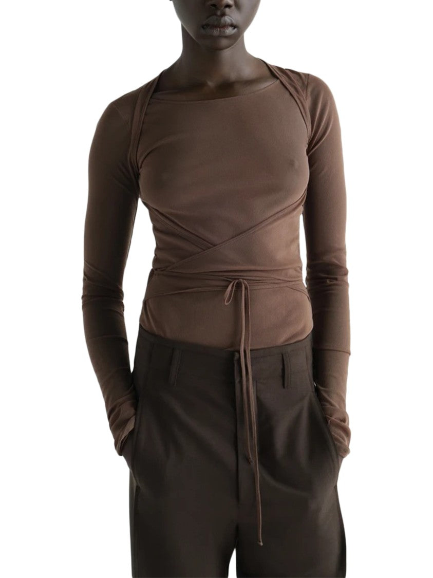 Lemaire Ballerina Knotted Fitted Brown Top
