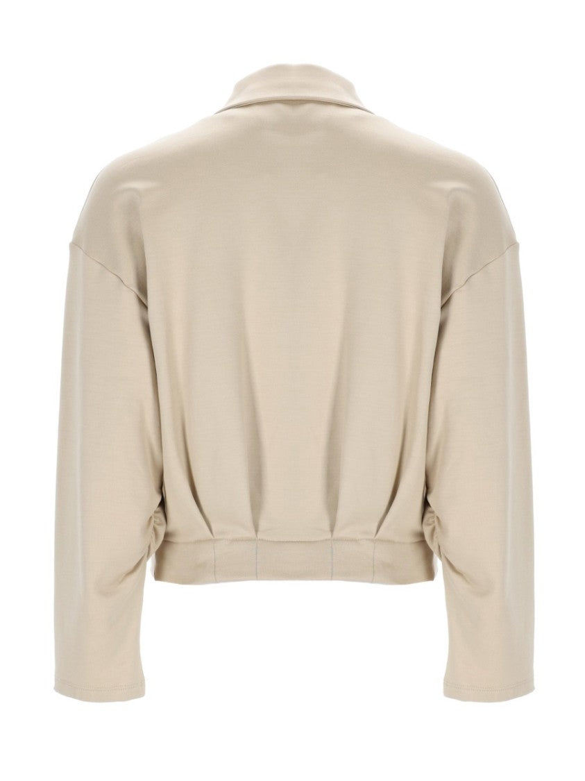 Max Mara Silk-Cotton Zippered Cropped Sweatshirt