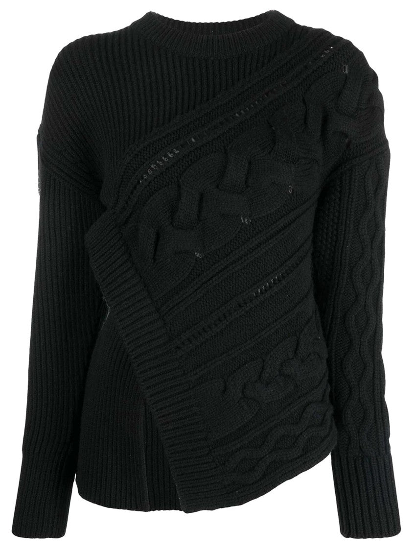 Alexander Mcqueen Black Asymmetric Wool Jumper