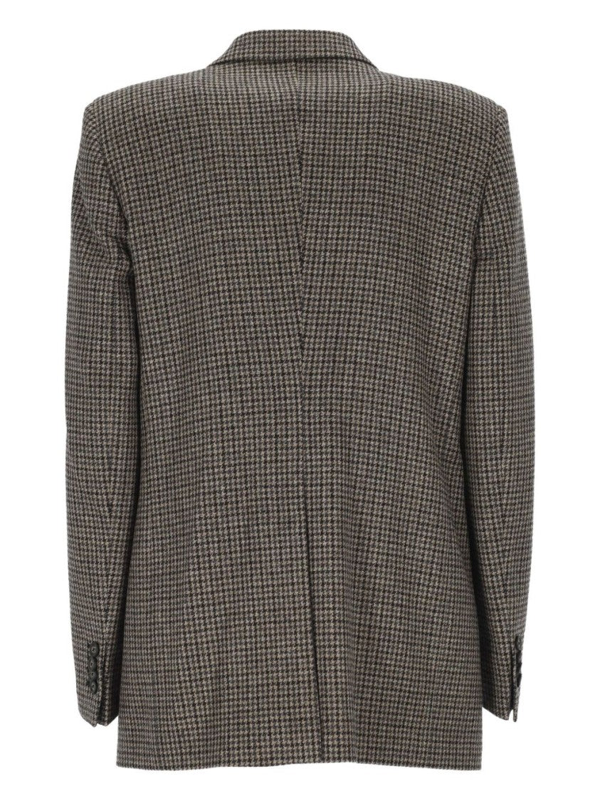 Tagliatore Double-Breasted Houndstooth Blazer With Peak Lapels And Welt Pockets