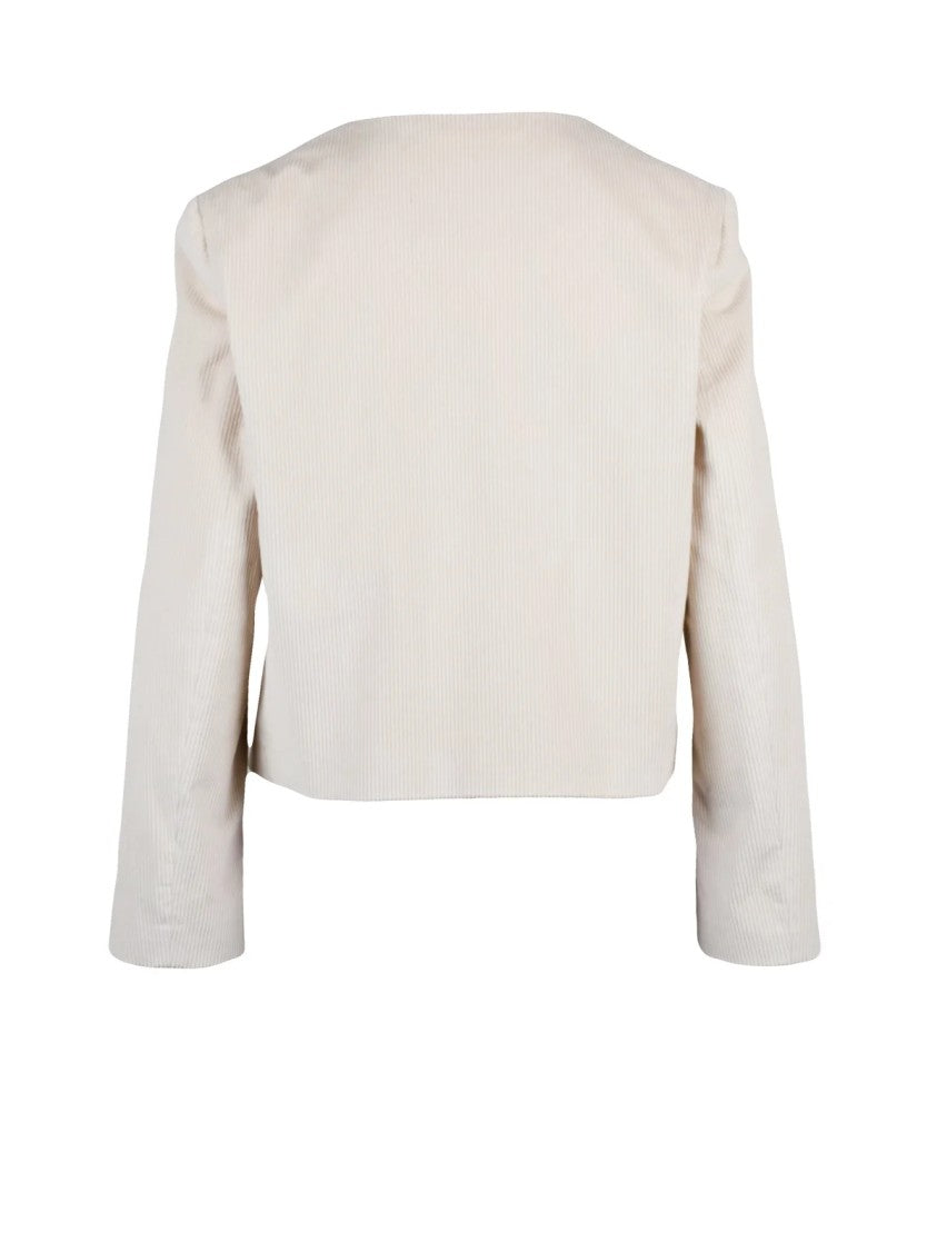 Marella Cropped Velvet Jacket With Jewel Button Closure