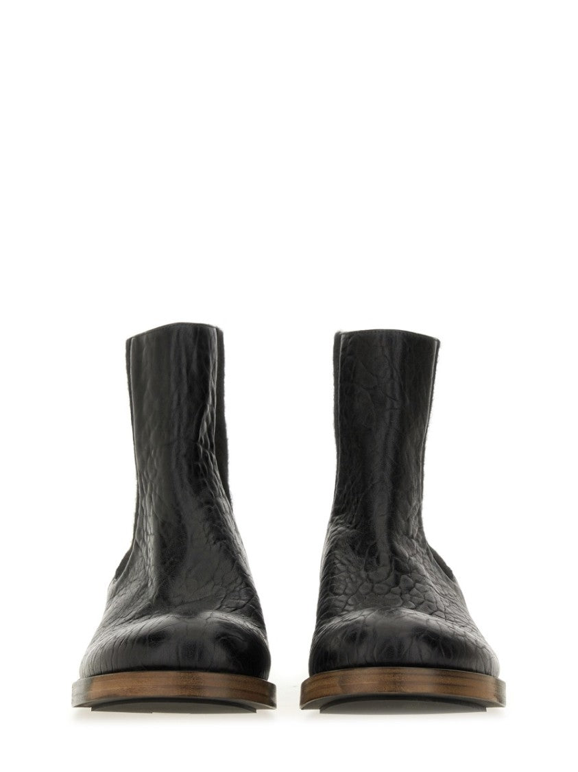 Uma Wang Textured Leather Ankle Boot