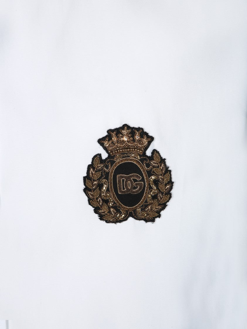 Dolce & Gabbana Classic White Shirt With Embroidered Emblem