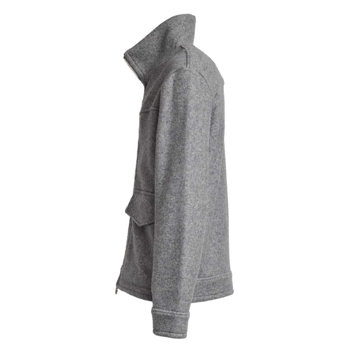 Dondup Textured Grey Jacket With Stand-Up Collar And Flap Pockets