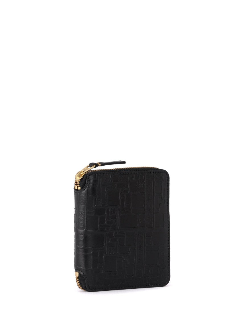 Comme Des Garçons Black Embossed Calf Leather Wallet