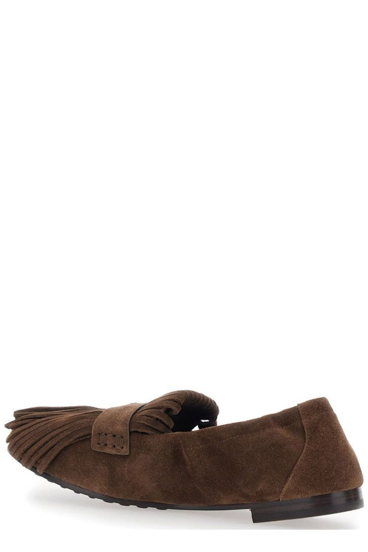 Tory Burch Slip-On Brown Flats With Suede And Leather Blend