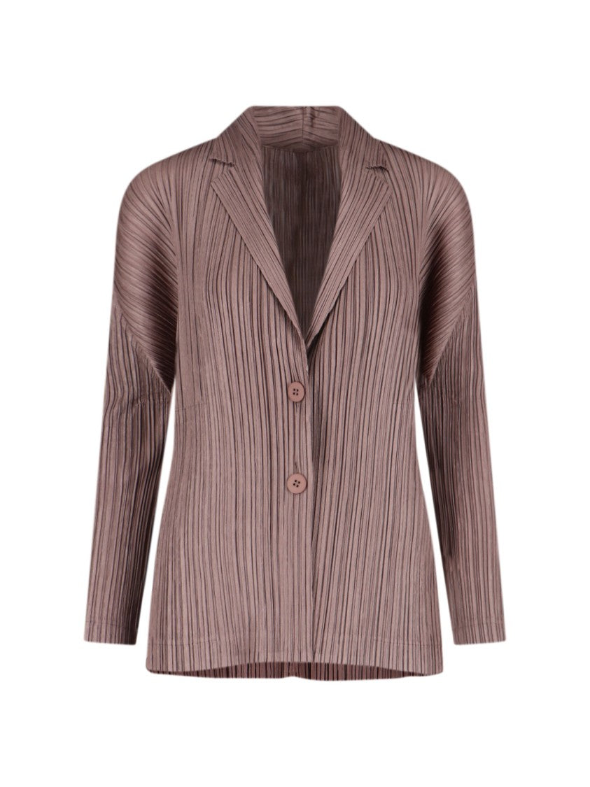 Pleats Please Classic Single-Breasted Blazer With Pleated Design